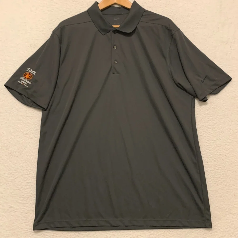 Nike Golf Tito's Handmade Vodka Polo Shirt Mens XL Gray Short Sleeve Performance